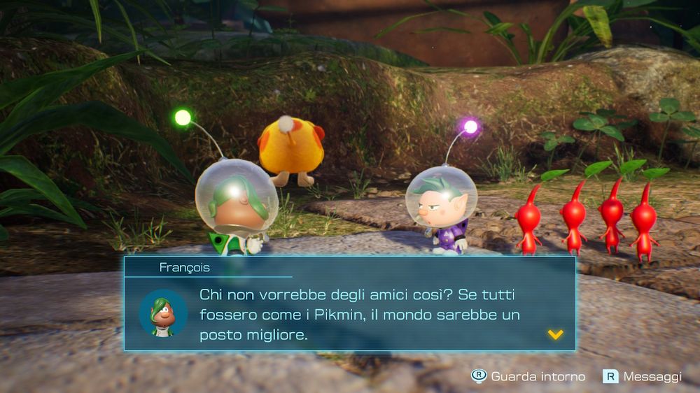 I pikmin vi aiuteranno nella vostra missione senza chiedere nulla in cambio! I pikmin vi aiuteranno nella vostra missione senza chiedere nulla in cambio!